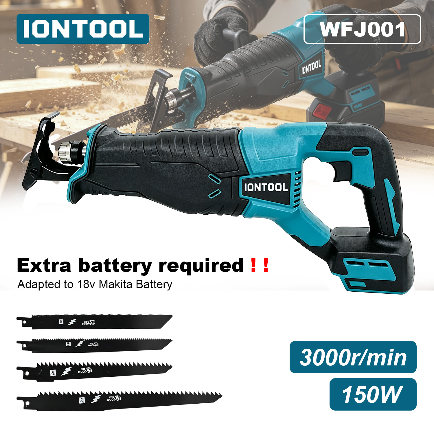 Reciprocating Saw Cordless - Scie sauteuse sans balais IONTOOL 150W